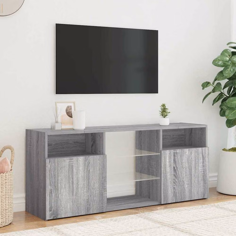 Berkfield Home Modern TV Cabinet with LED Lights in Grey Sonoma, W/D/H: 120 x 30 x 50 cm – 3