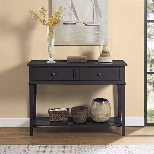 Ameriwood Home Franklin Black Lacquered Rectangular Console Table W/D/H: 104.39 x 39.62 x 76.2 cm – 2