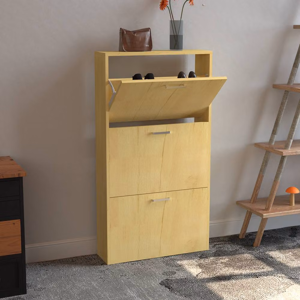 VCM Sulos M Shoe Cabinet in Light Oak, W/D/H: 108 x 17 x 59 cm – 2