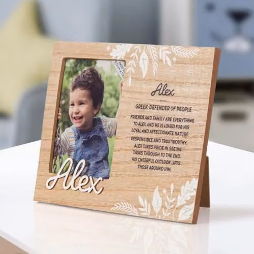 History & Heraldry Pre-personalised Alex Child's Picture Frame, Brown, W: 8.5 cm x H: 11 cm – 1