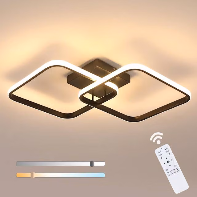 Pheashine Black Square LED Ceiling Light, 50W Dimmable with Remote Control – 1