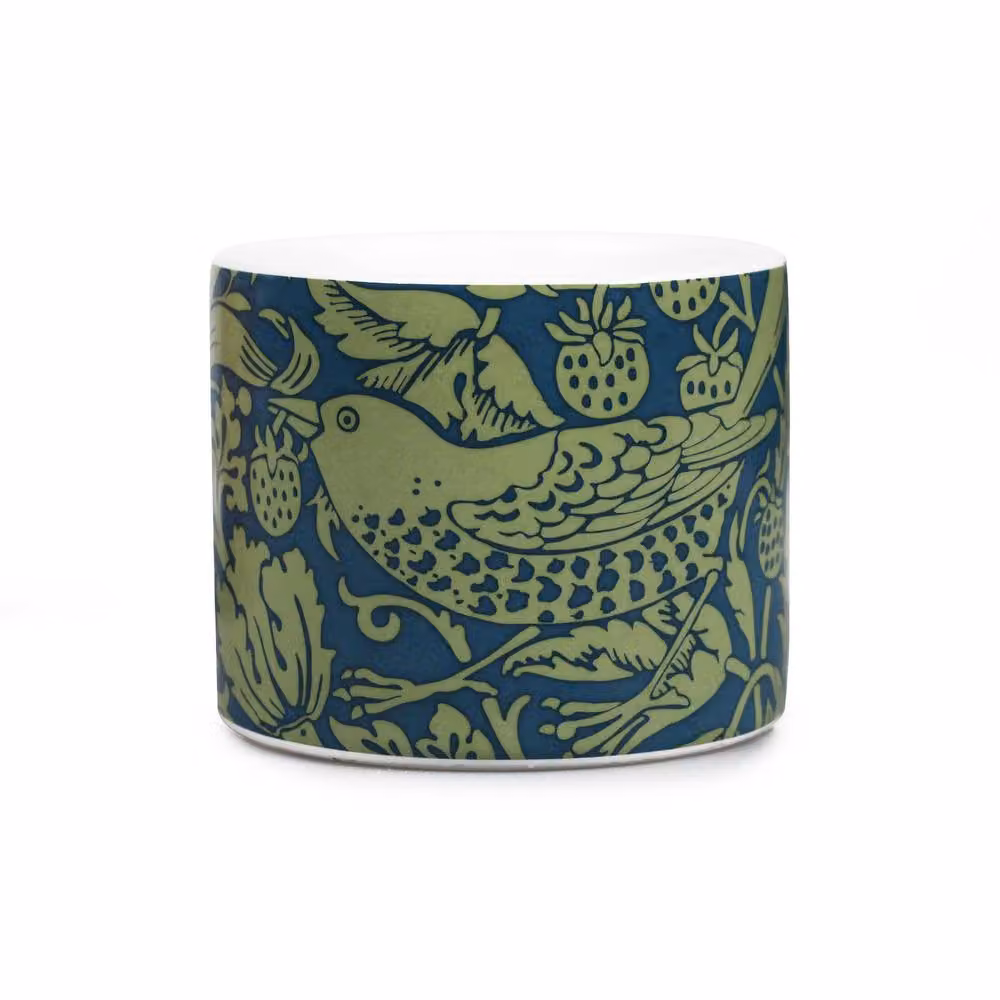 William Morris Strawberry Thief Ceramic Tabletop Pot, Green, Height: 10 cm – 2