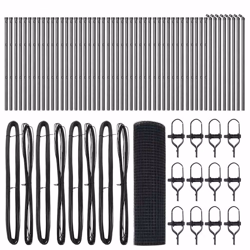 Berkfield Home Grey Steel Modern Welded Wire Fence with 13 Posts, W: 0.5 m, L: 100 m – 4