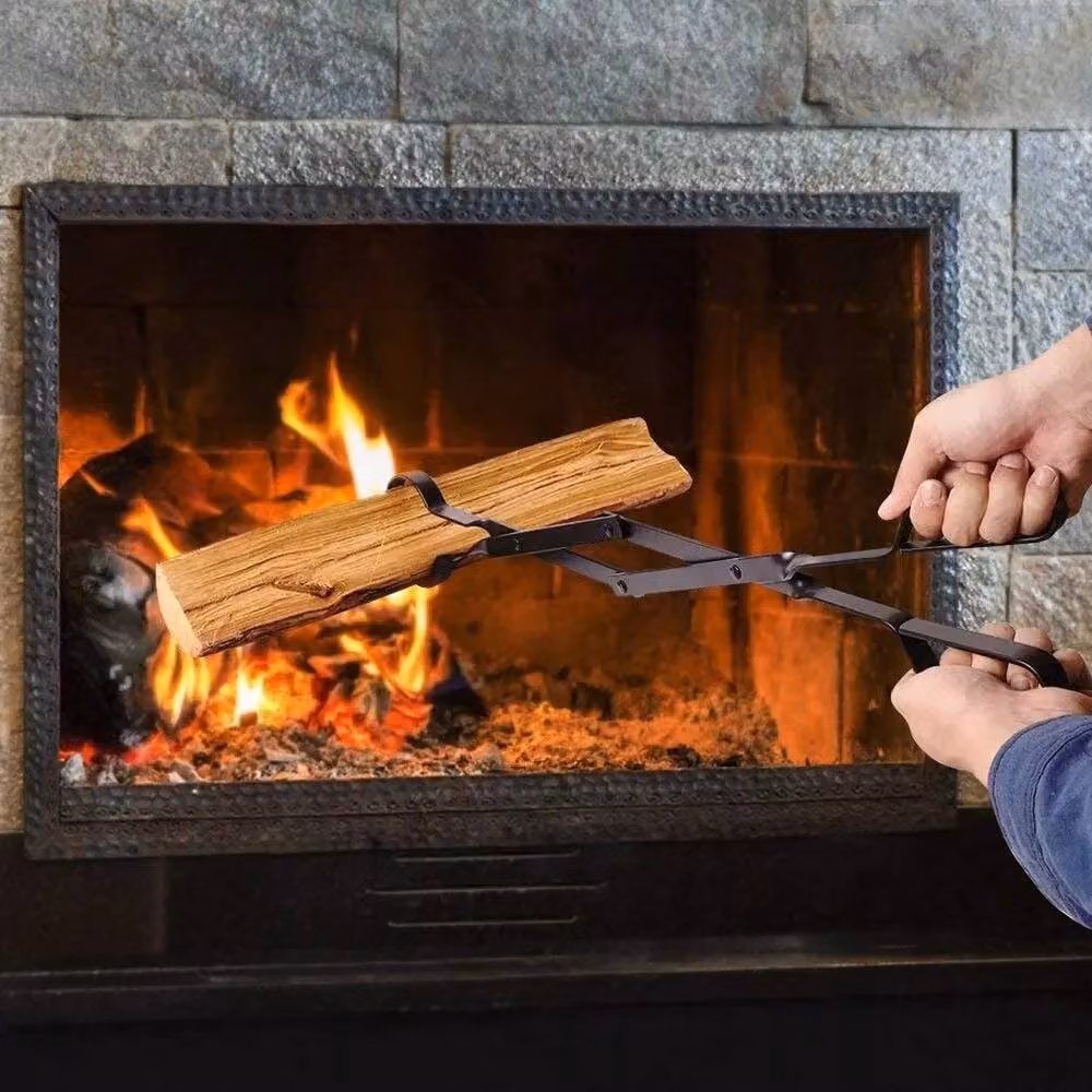 NESTLUNE Black Steel Long Fireplace and Camping Tongs Set – 2
