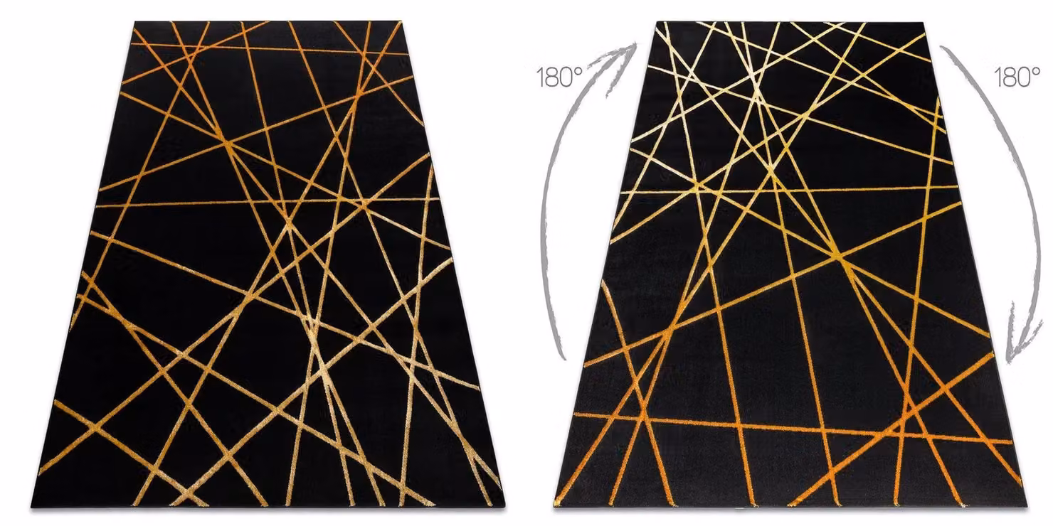 RugsX Gloss Geometric Art Deco Rug in Black and Grey, W: 140 cm, L: 190 cm – 2