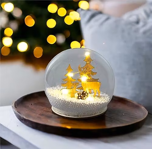 Netagon White Light Up Christmas Snow Globe with Reindeers – 2