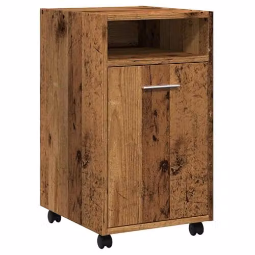 vidaXL Modern Freestanding Cabinet with Castors in Old Wood Brown, W/D/H: 33 x 38 x 60 cm