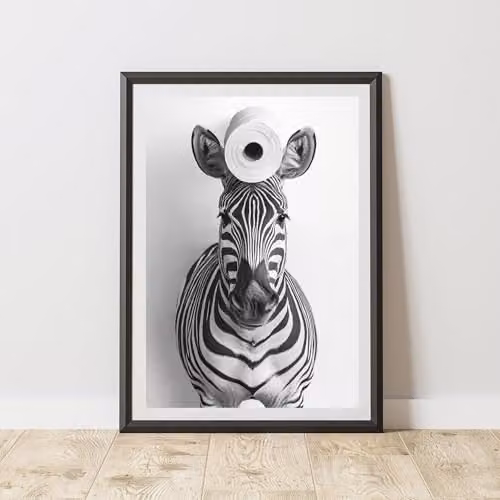 60 SECOND MAKEOVER Zebra Toilet Roll Animal Print Paper Poster, W: 29.7 cm, H: 29.7 cm