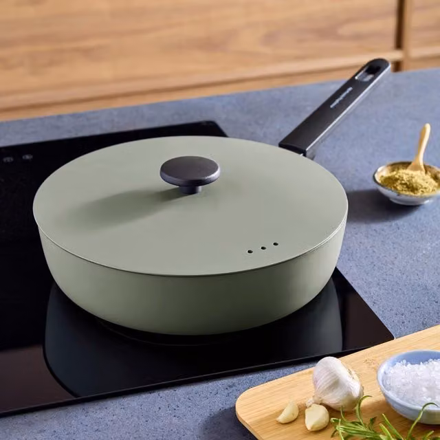 Morphy Richards Non-Stick Forged Aluminium Saute Pan, Green, 28 cm