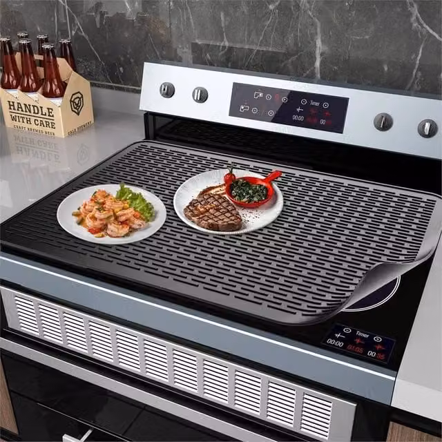 Havendro XL Heat-Resistant Silicone Kitchen Draining Mat in Black