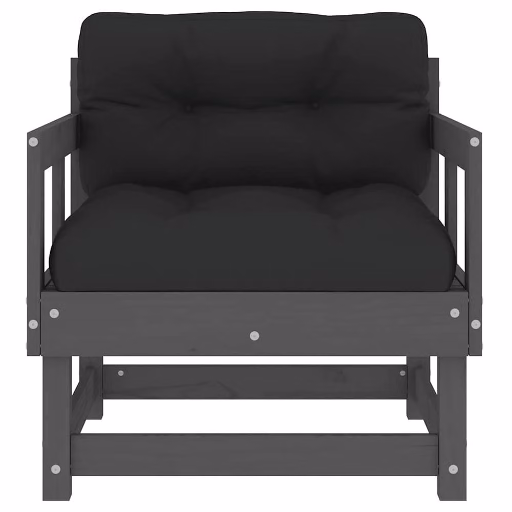 Berkfield Home Beautiful Garden Chairs with Cushions, Set of 2, Grey Solid Pine Wood – 4