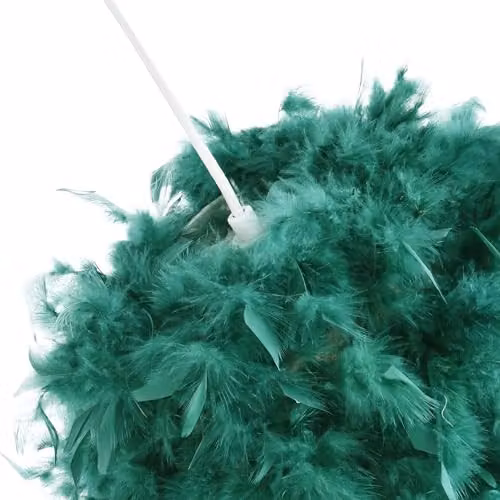 Happy Homewares Modern Green Feather Decorated Sphere Pendant Light Shade, Diameter: 25 cm – 2