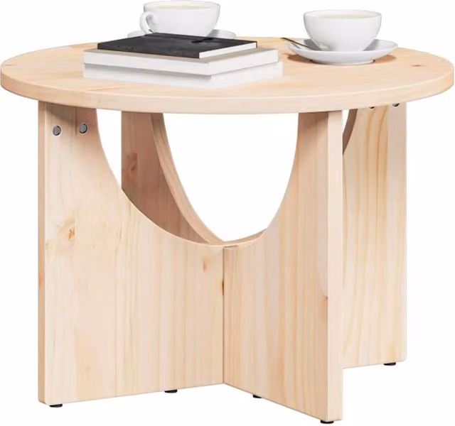 Berkfield Home Full Coffee Table in Beige Solid Pine Wood, W/D/H: 50 x 50 x 35 cm