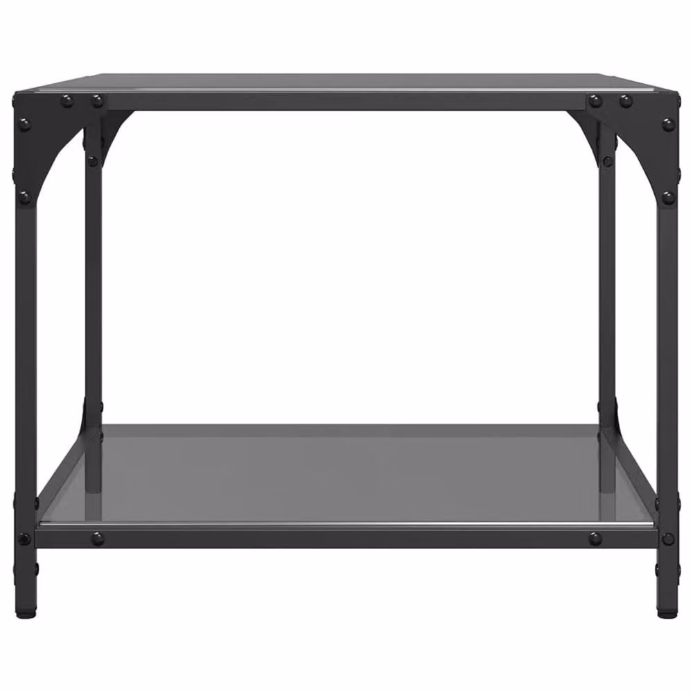 Berkfield Home Modern Square Coffee Table Set with Black Glass Tops and Steel Frame, 2 Pieces, W/D/H: 50 x 50 x 40 cm – 4