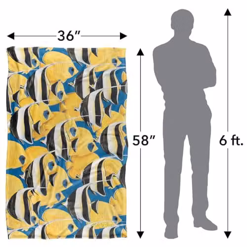 JQ Licensing Royce Mcclure Tropical Fish Rush Hour Super Soft Silky Touch Fleece Throw Blanket, Multicolour, W: 91 cm, D: 147 cm – 4