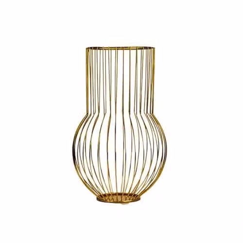 Madison & Mayfair Art Deco Style Large Round Wire Vase Lantern in Gold, H 35.0 cm x W 22.5 cm x D 22.5 cm