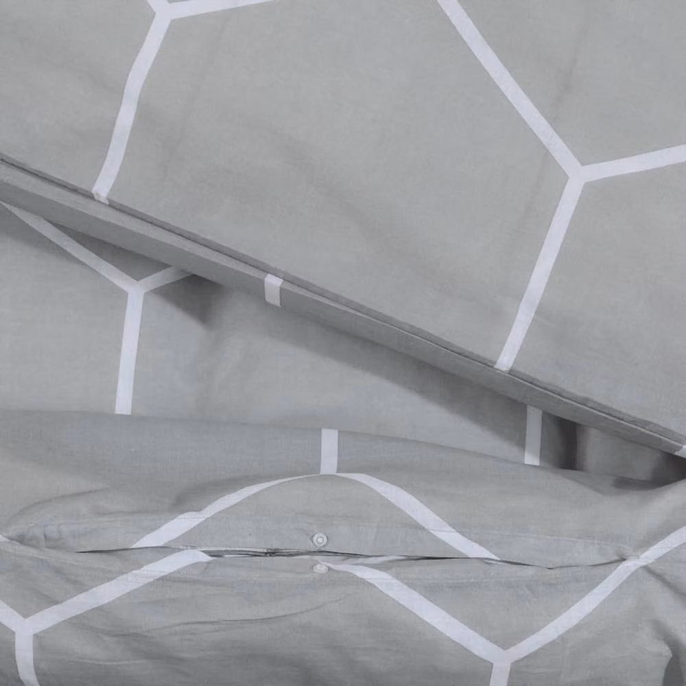 Berkfield Home Elegant Grey Cotton Duvet Cover and Pillowcase Set, W/D/H: 200 x 200 cm and 50 x 75 cm – 3