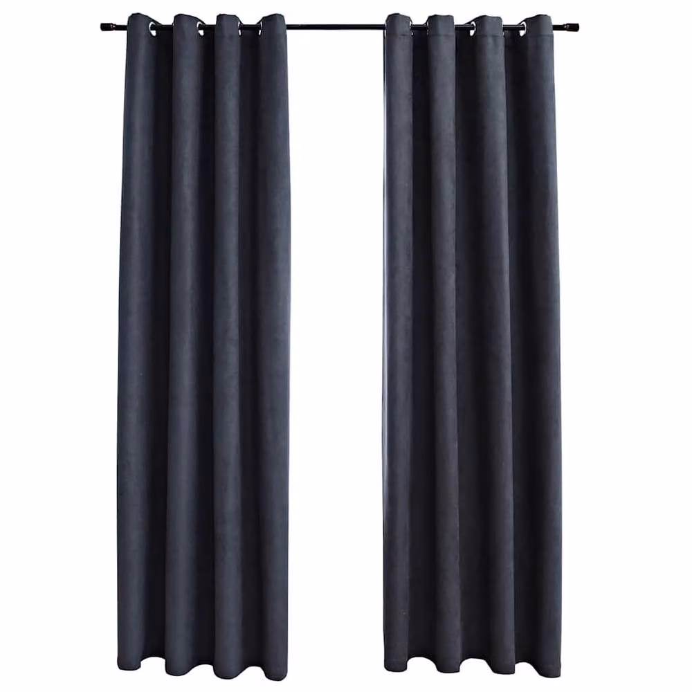 Berkfield Home Elegant Blackout Curtains with Eyelets, 2 Pack, Anthracite Grey, W: 140 cm, H: 245 cm – 3