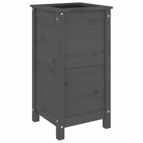 vidaXL Grey Pine Wood Garden Planter Tub W/D/H: 40 x 40 x 78 cm – 1