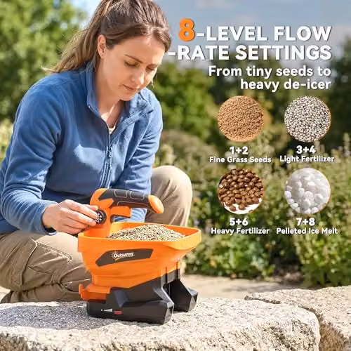 Outsunny Cordless Handheld Seed Spreader with Rechargeable Battery, Orange – 4