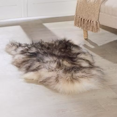 Simply Sheepskin Black and White Icelandic Wool Rug, W: 100 cm, D: 60 cm – 2