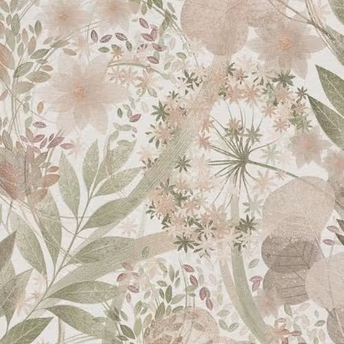 Erismann Secret Grove Pink and Green Botanical Floral Vinyl Textured Wallpaper