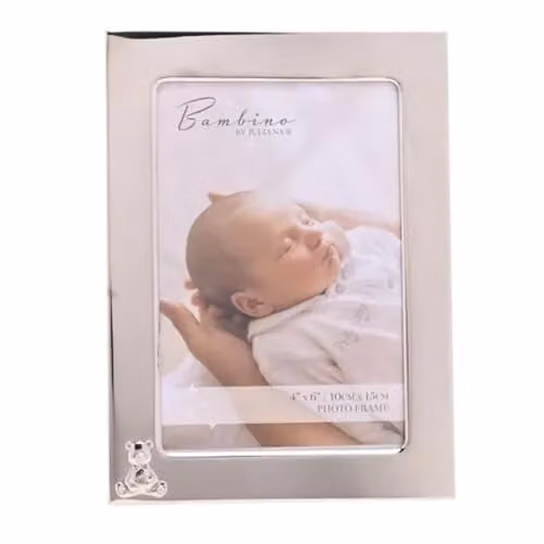 Widdop & Co Bambino by Juliana Silver Metal Teddy Baby Photo Frame, 10 x 15 cm