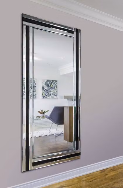 MirrorOutlet Dalton Full Length Rectangular Glass Mirror in Black, H 174 cm x W 85 cm