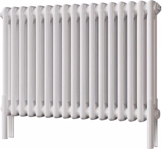 UK Radiators Alpha 2 Column White Steel Traditional Cast-Iron Style Radiator with Feet, W: 76.8 cm, H: 50.0 cm – 1