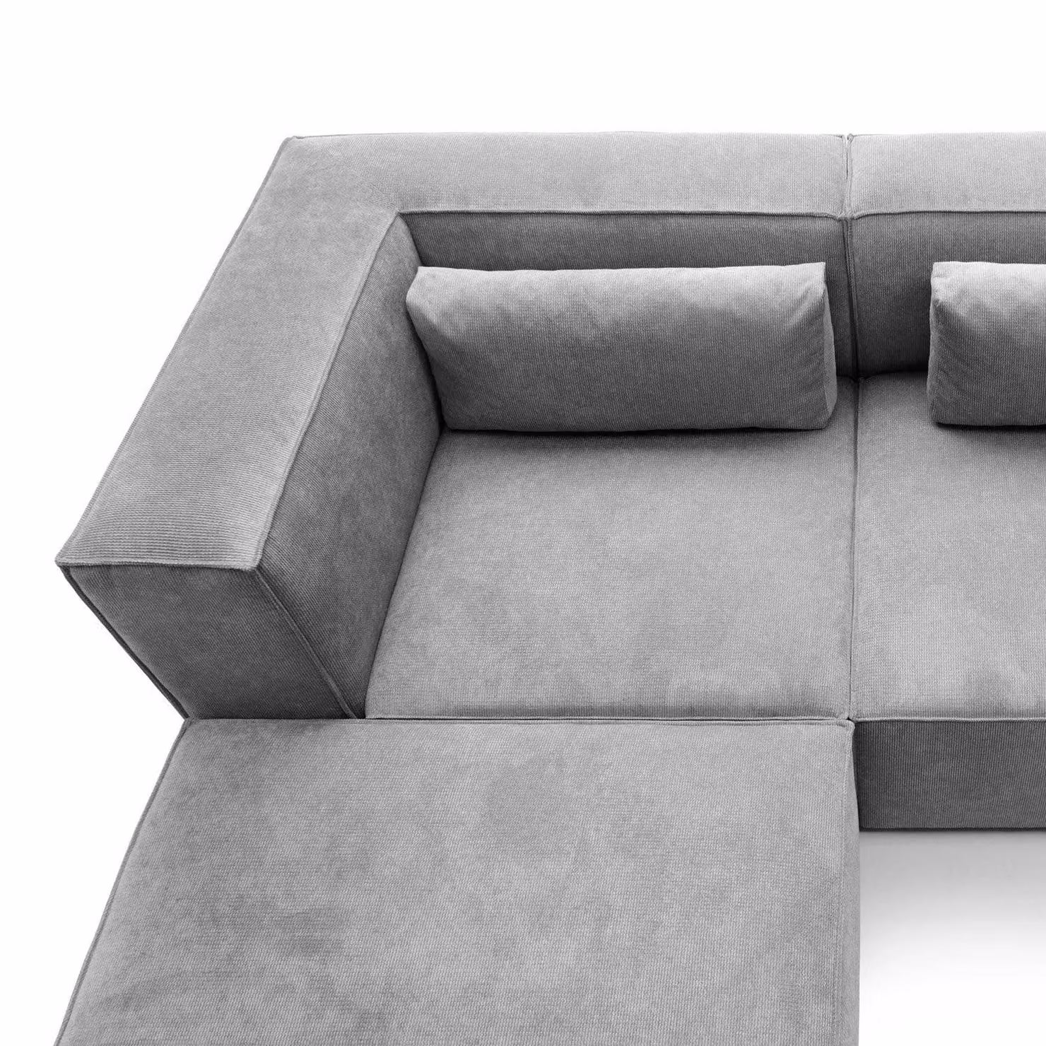 Abakus Direct Doris Reversible L-Shaped Corner Sofa in Light Grey Cord Fabric, W: 282 cm, D: 163 cm, H: 73 cm – 3