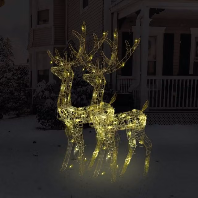 Berkfield Home Acrylic Reindeer Christmas Decorations, 2 Pack, Warm White, Height: 120 cm