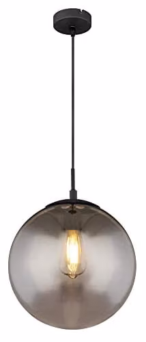 Netlighting Blama Sphere Pendant Ceiling Light in Black with Glass Shade, Height Adjustable, E27, W/D/H: 30 x 30 x 30 cm