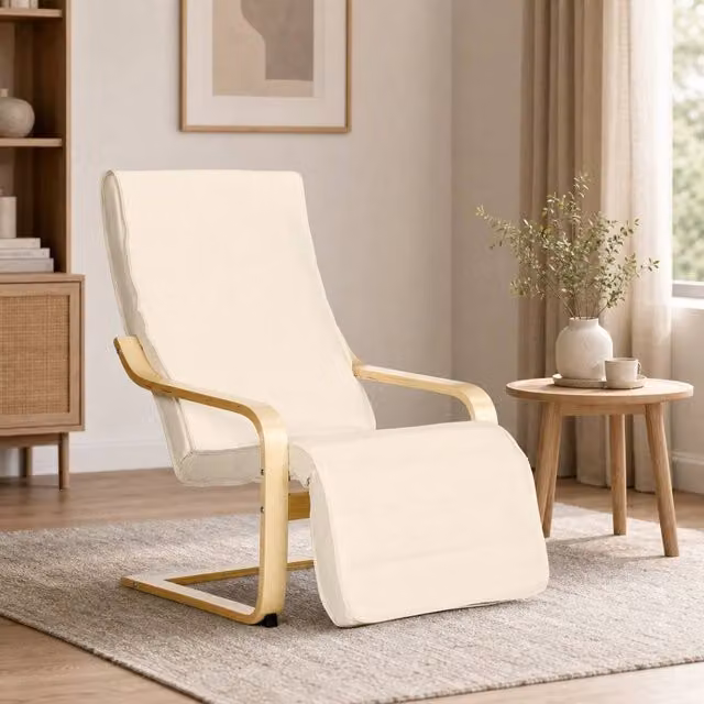 STILVORA Modern Fabric Accent Recliner Chair with Adjustable Leg Rest and Armrests in Beige
