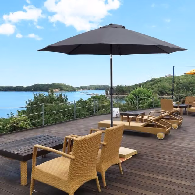 Outsunny Grey Patio Umbrella Tilt Shelter with Aluminium and Polyester Construction