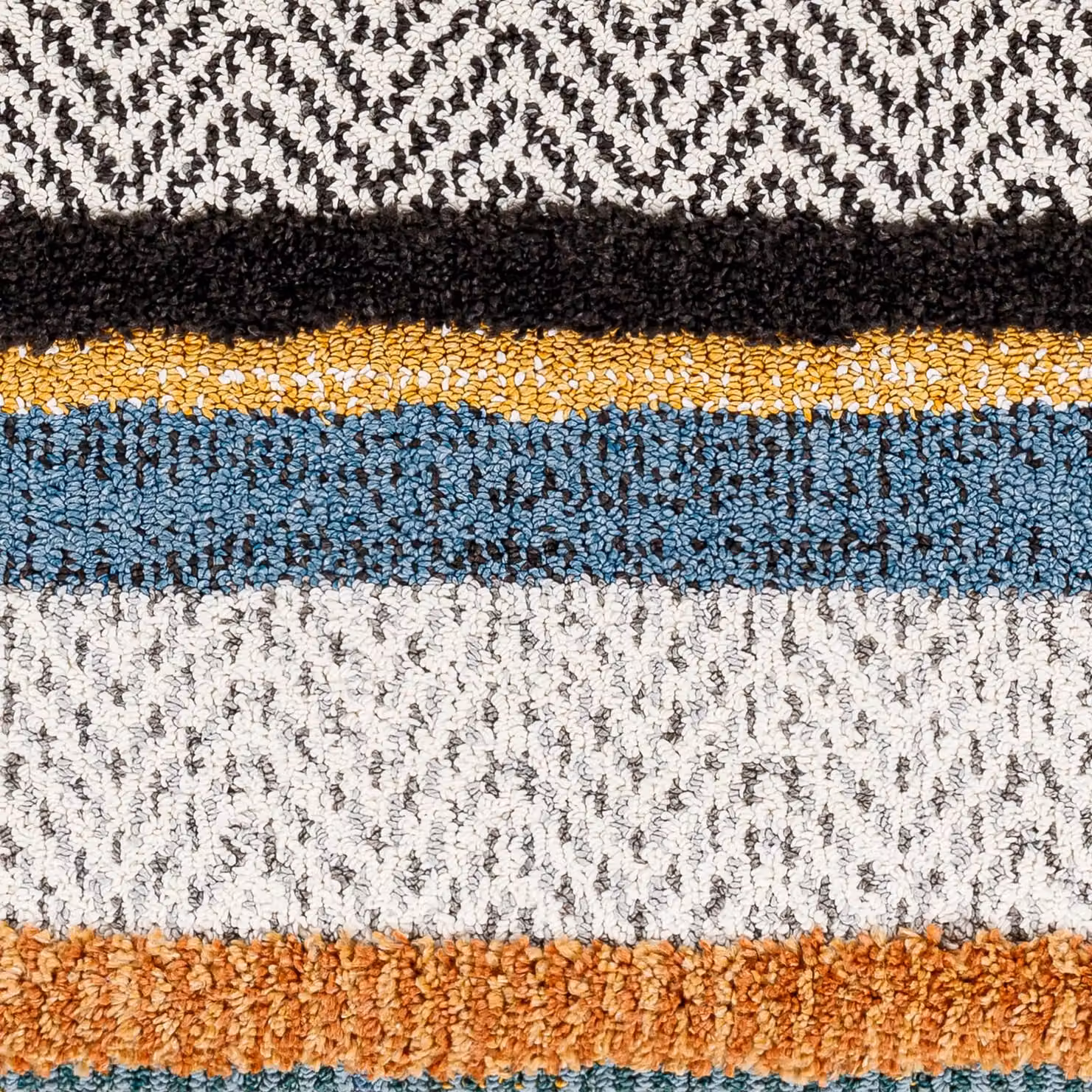 Livabliss Lofty-Shaggy Vintage Boho Plush Soft Pile Fringe Rug in Multicolour (White, Black, Yellow) W: 200 cm, D: 275 cm – 7