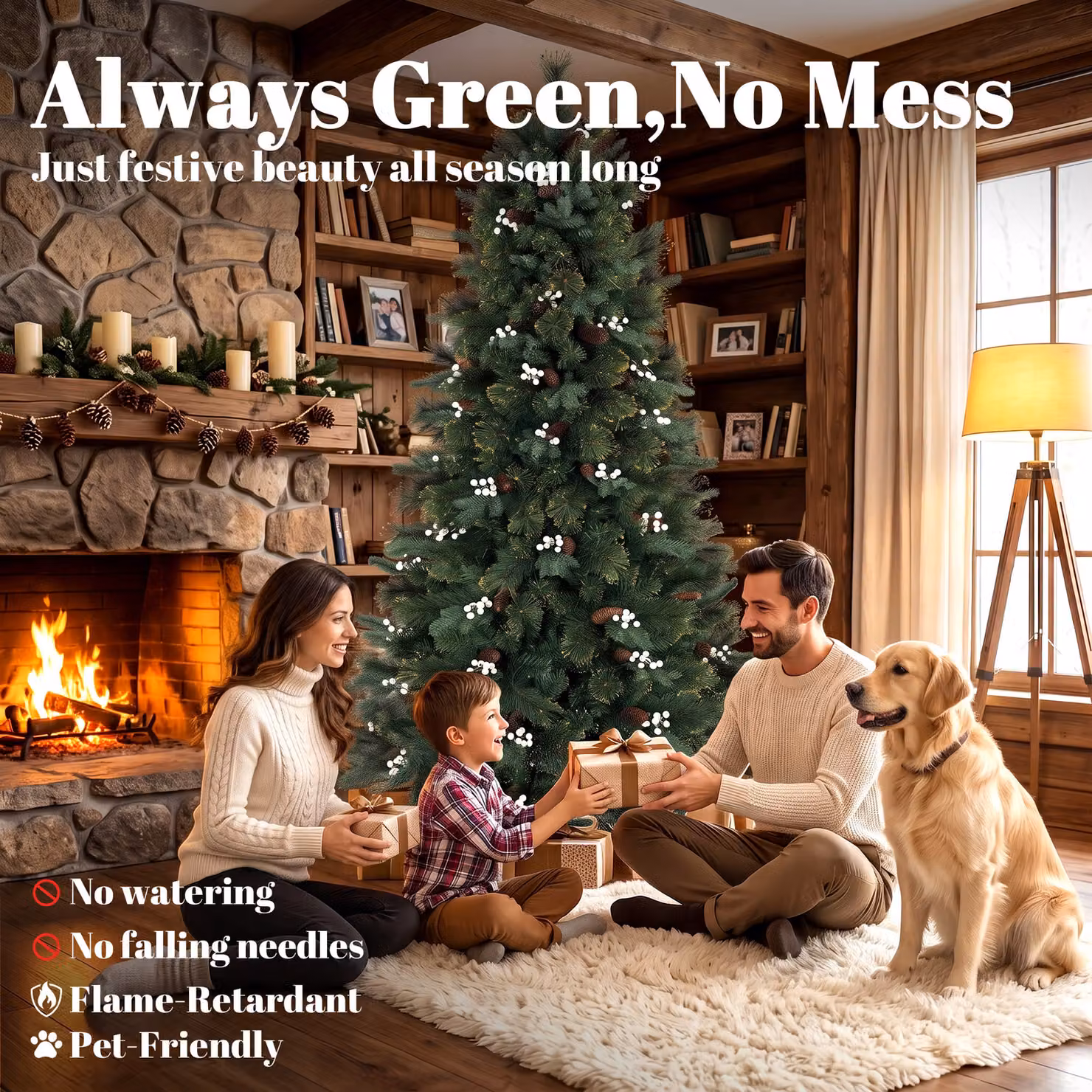 HOMCOM 6ft Green Artificial Fir Christmas Tree with 716 Branch Tips and Metal Stand – 4