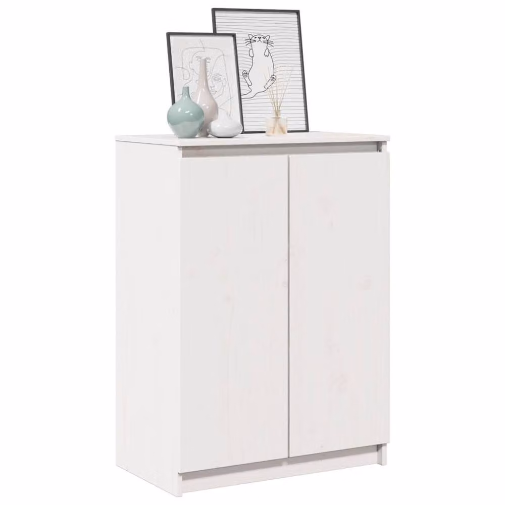 Berkfield Home White Solid Pinewood Sideboard W: 60 cm, D: 36 cm, H: 84 cm – 2