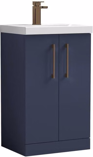 Balterley Modern Wall Mounted Bathroom Vanity Unit with Basin and Soft Close Doors, Blue – 1
