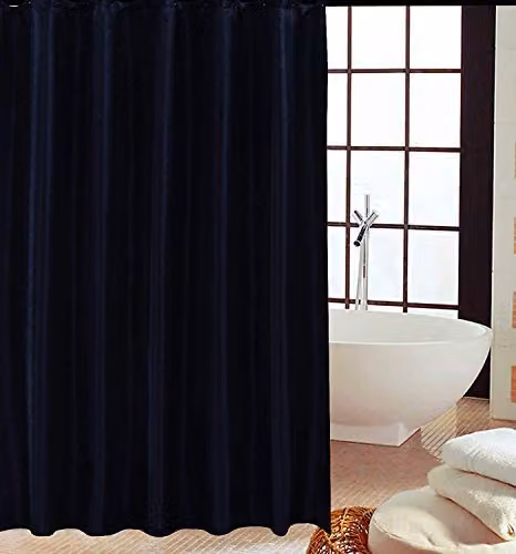 KAV Black Polyester Mould and Mildew Resistant Shower Curtain, W: 180 cm, H: 180 cm – 1