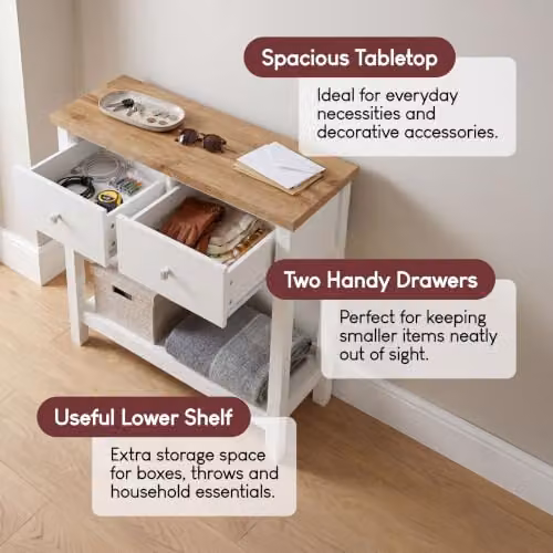 Vida Designs Arlington 2 Drawer Console Table in White – 3