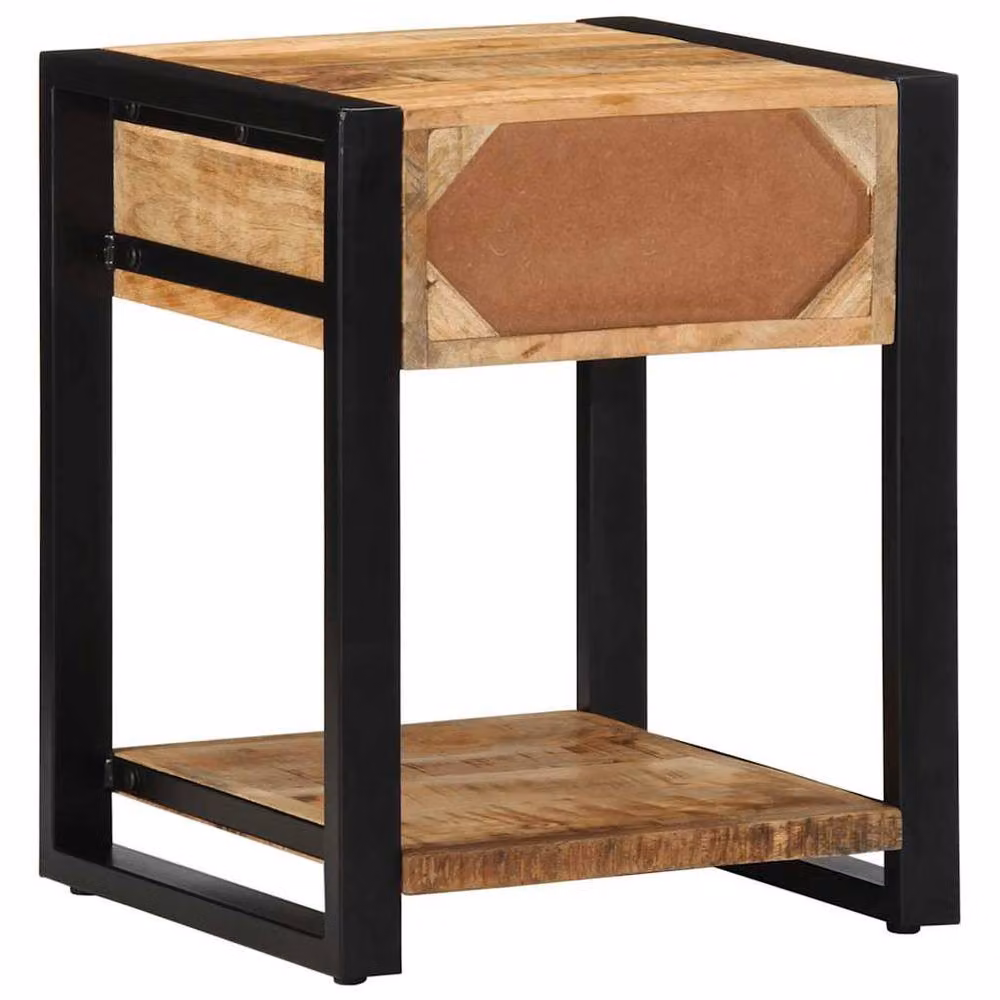 Berkfield Home Rustic Mango Wood Side Table, Brown, W/D/H: 40 x 40 x 50 cm – 3