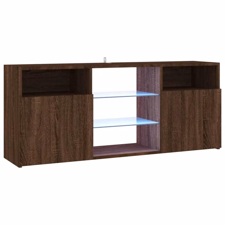 Berkfield Home Modern TV Cabinet with LED Lights in Brown Oak, W/D/H: 120 x 50 x 50 cm