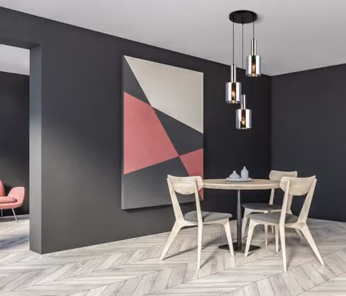 Netlighting Modern Suspended Pendant Light with Grey Glass Shades and Silver Metal Finish, 3 x E27 – 2