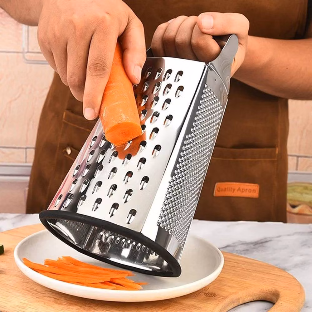 NESTLUNE 4-Sided Stainless Steel Box Grater for Cheese and Vegetables, Silver, W: 15 cm, D: 15 cm, H: 24.5 cm – 4