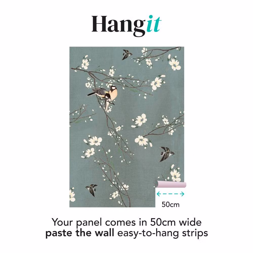 Superfresco Easy Birds & Blossom Dark Duck Egg Blue Floral Wall Mural, W: 300 cm, H: 280 cm – 2
