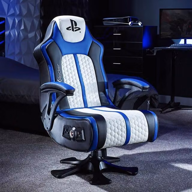 X Rocker Official Playstation Legend Console Gaming Chair with Integrated Speakers in Blue – 1