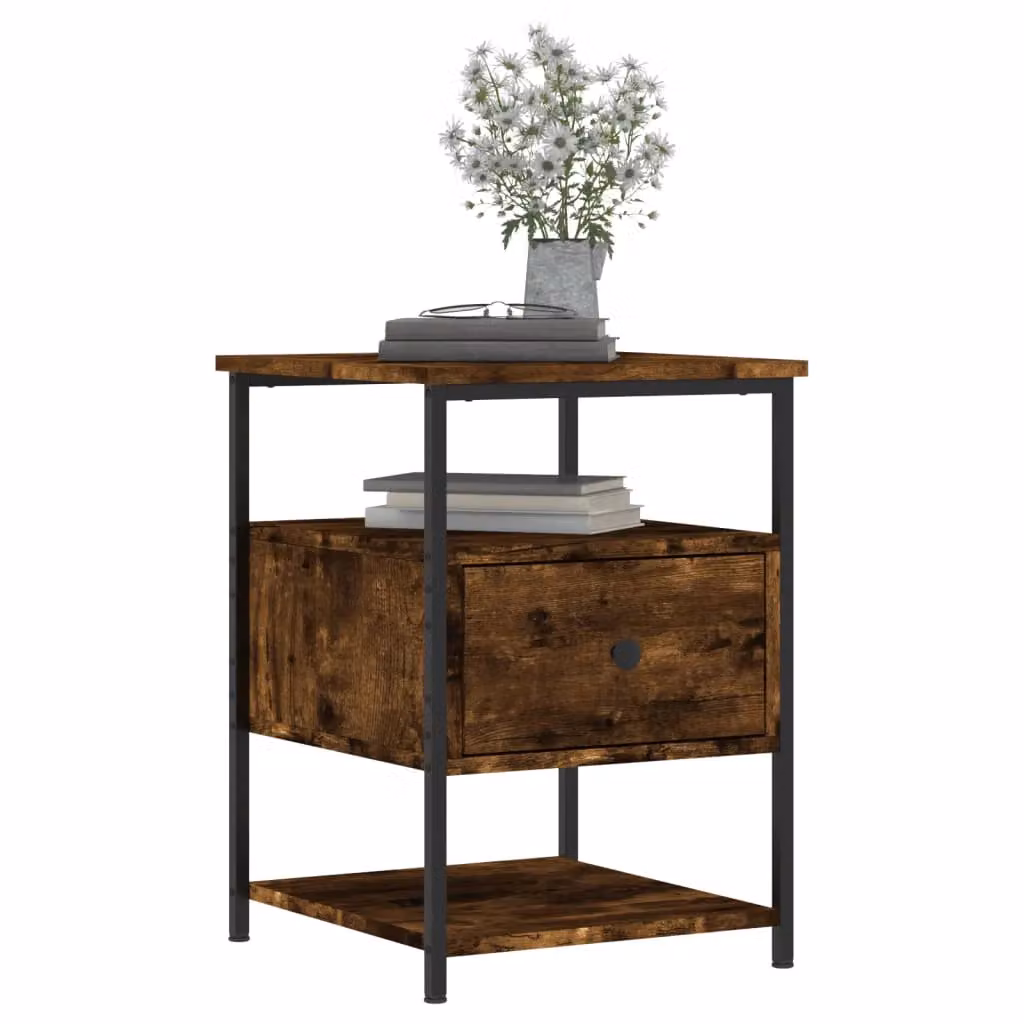 Berkfield Home Smoked Oak Bedside Cabinet in Brown, W/D/H: 40 x 42 x 56 cm – 3