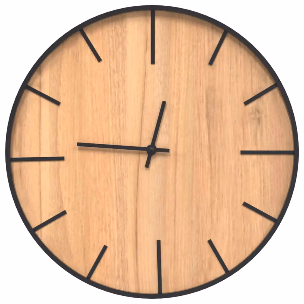 Berkfield Home Round Silent Analog Wall Clock in Brown, Diameter: 39 cm – 2
