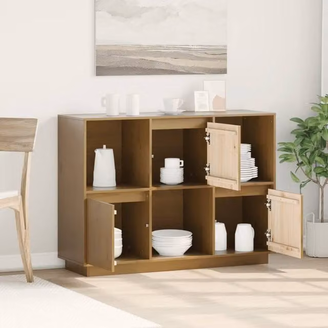 Berkfield Home Honey Brown Solid Wood Pine Sideboard W/D/H: 110.5 x 35 x 80 cm – 1