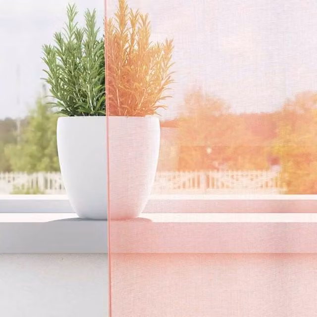 Berkfield Home Pink Voile Fabric Panel Curtains with Tabs, 2 Pack, W: 140 cm, H: 140 cm